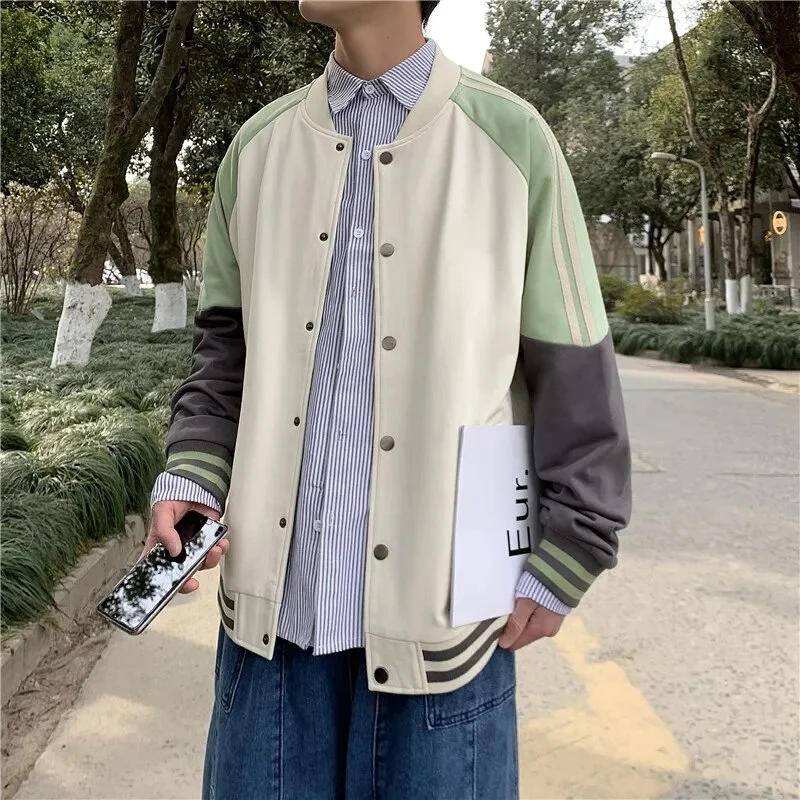 Aonga - Men's Varsity Bomber Jackets Unisex Casual Streetwear Letter Print Coats Baseball Jacket