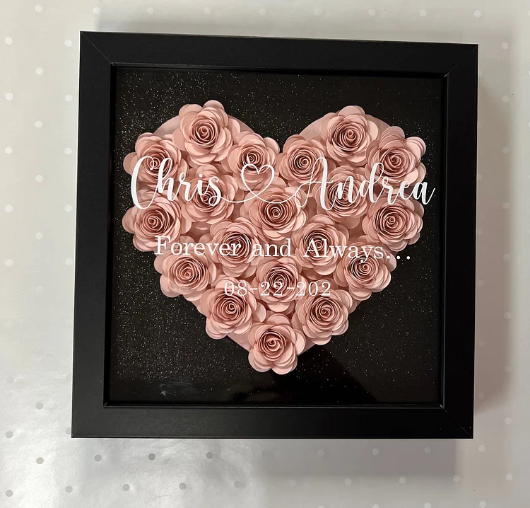 Pink Ombre Heart Paper Flower box store | Rose Paper flower Shadowbox | Customized Giftbox for Anniversary, Birthdays, Valentine's day, Christmas.