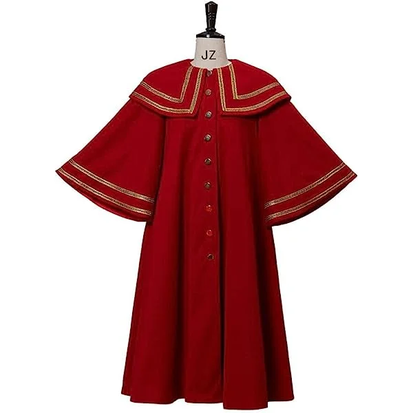 Women's Civil War Cloak Red Loose Doll Collar Cloak Coat Halloween Cape