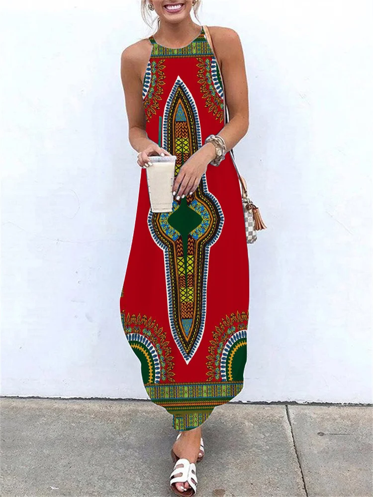 African Dashiki Print Flowy Comfy Dress