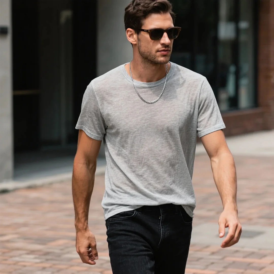  Stylish White Zipper Henley T-Shirt for Men - Perfect for Casual and Fashionable Looks-inspireuse