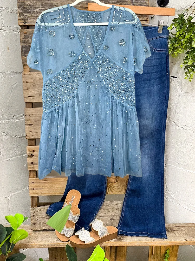 Elegant Vintage Shiny Patchwork Top