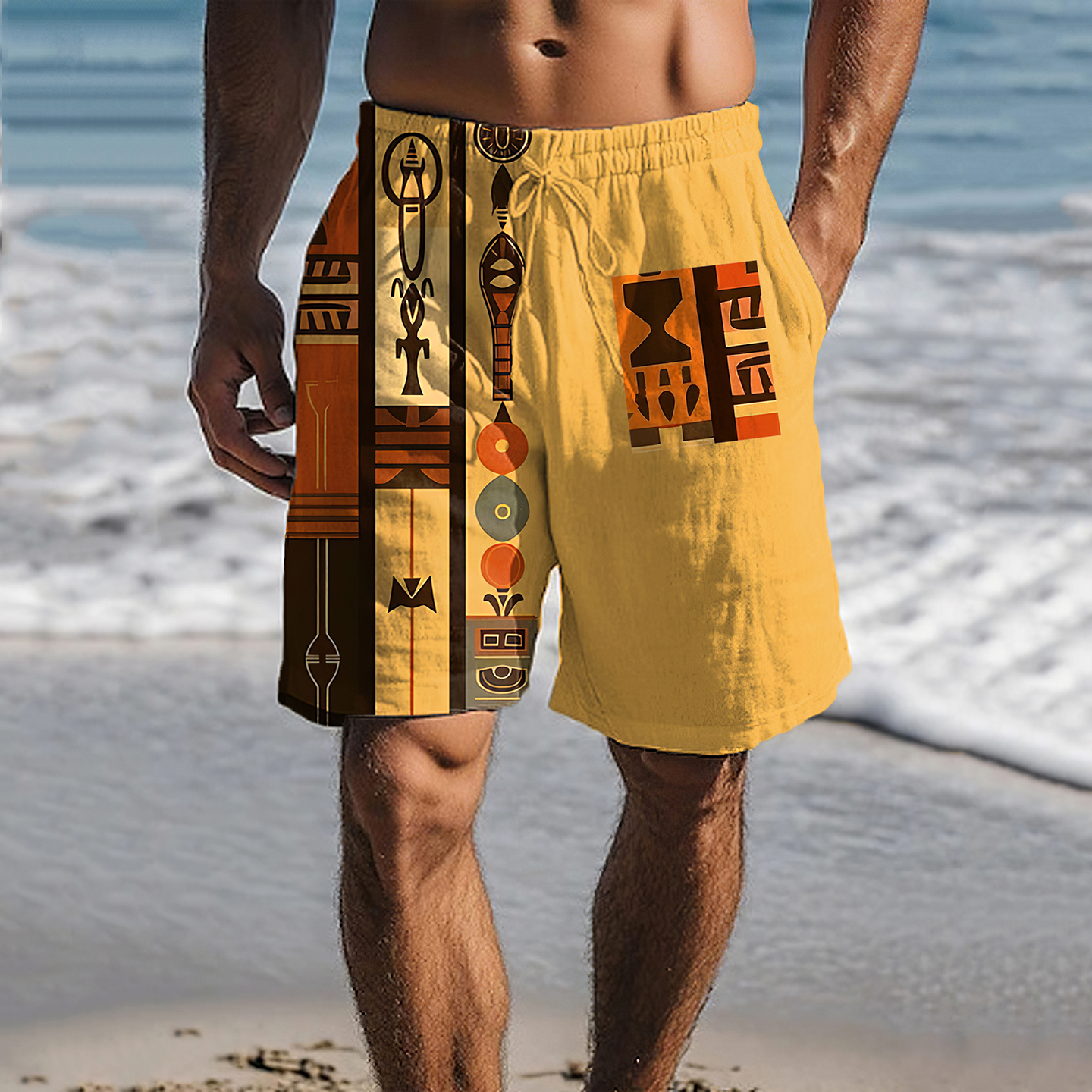 Vintage African Art Abstract Pattern Comfortable Casual Shorts