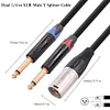 Professional Male 3pin XLR To Dual 6.35mm Male TS Mono Plug Cable Accessories