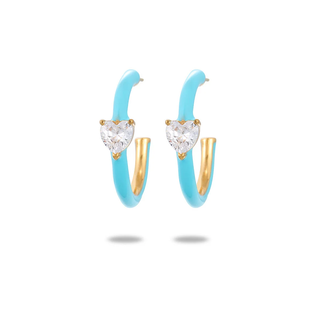 Stylish Blue Oil Dripping Titanium Steel Earrings
