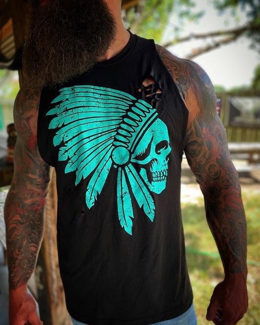 Personalized tribal skull printed vest