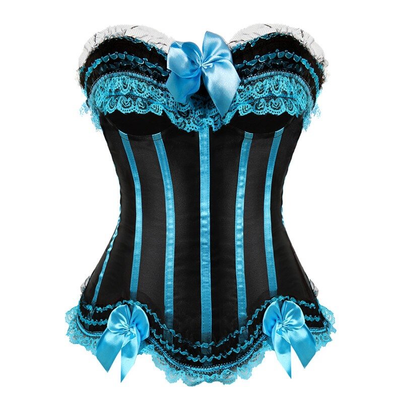 Uaang sexy ladies corset with zipper vintage style overbust corsets and bustiers floral lace top lingerie adjustable fashion