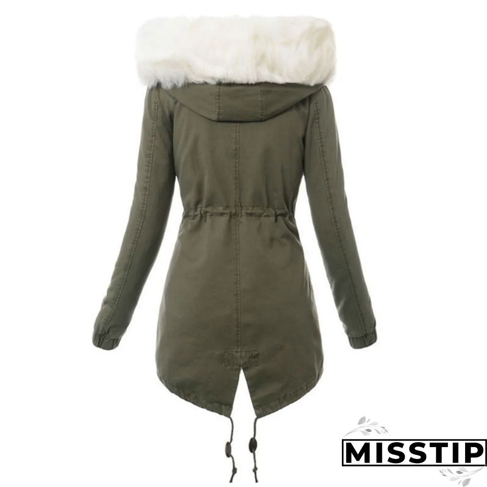 Women's Fashion Faux Fur Hooded Long Coat Winter Warm Fleece Thicken Parka Jacket Outwear Plus Size