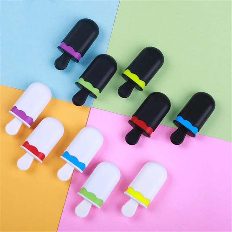 1PCCute Lovely Ice Cream Colorful Highlighter Marker Pen Drawing Fluorescence Marker Pen School Office Supply Student Stationery