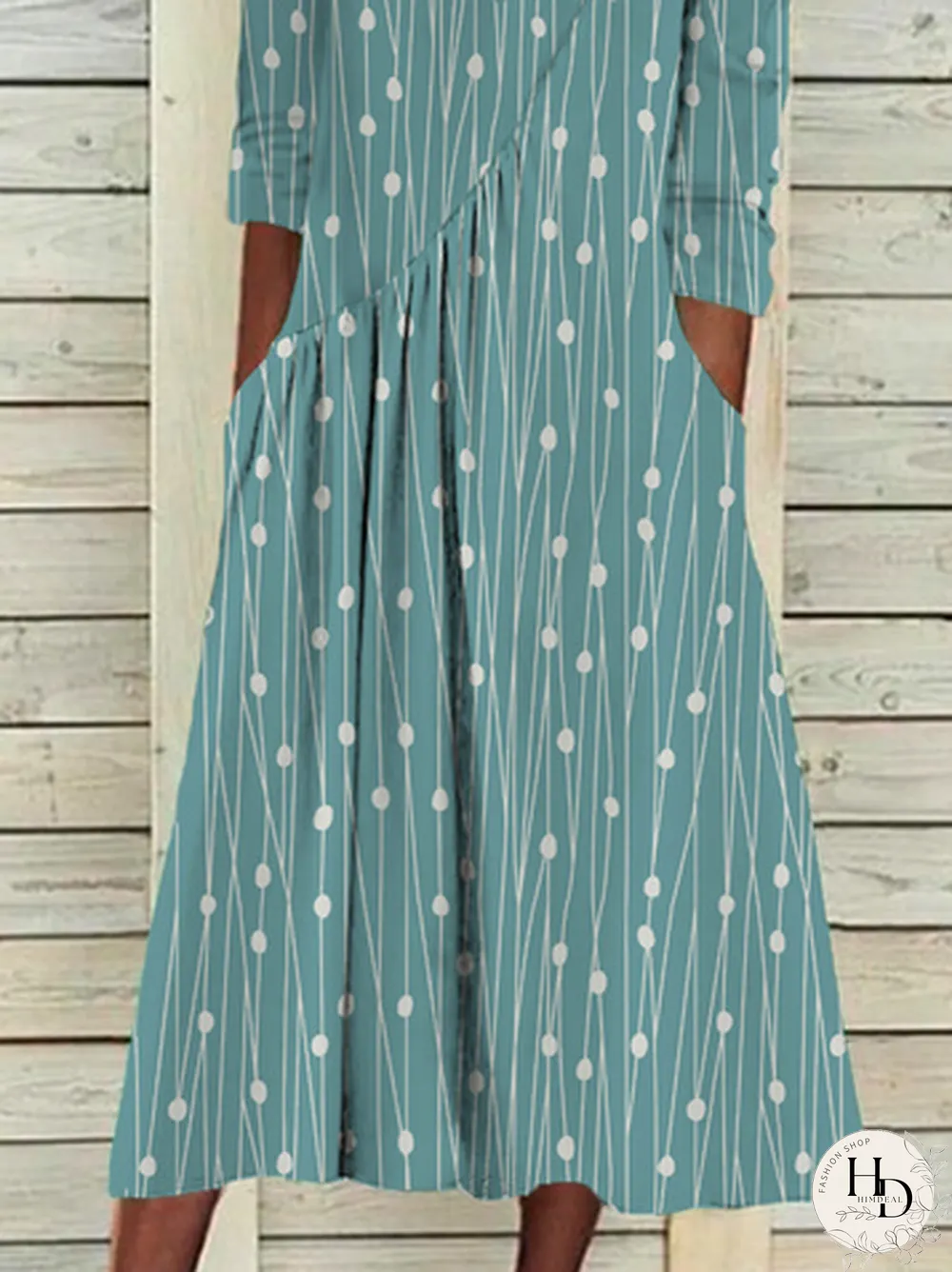Womens Polka Dots Casual Autumn Polyester Neck Micro-Elasticity Daily Loose A-line Dress