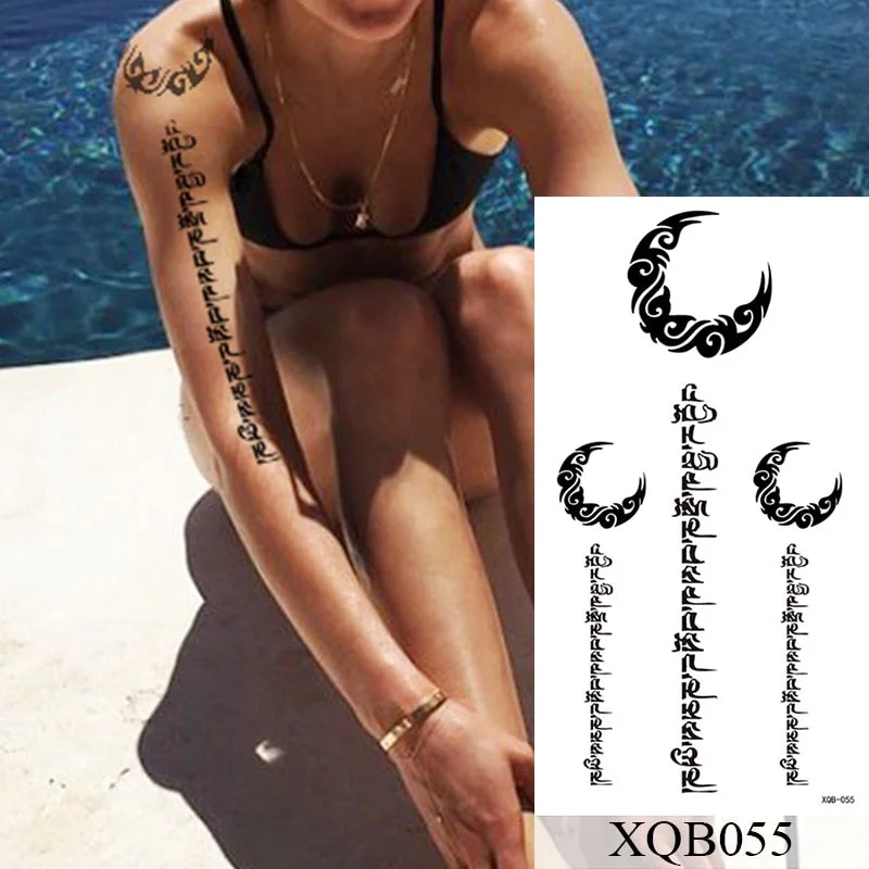 1Sheet Waterproof Temporary Tattoo Sticker Rose Owl Flash Tattoos Spider Skull Sanskrit Body Art Arm Fake Tatoo Women Men