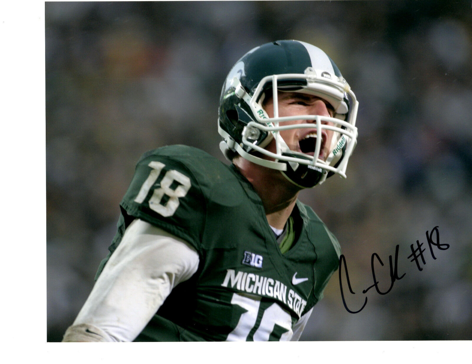Connor Cook auto signed football Photo Poster painting Michigan State MSU Spartans ROSE BOWL!!