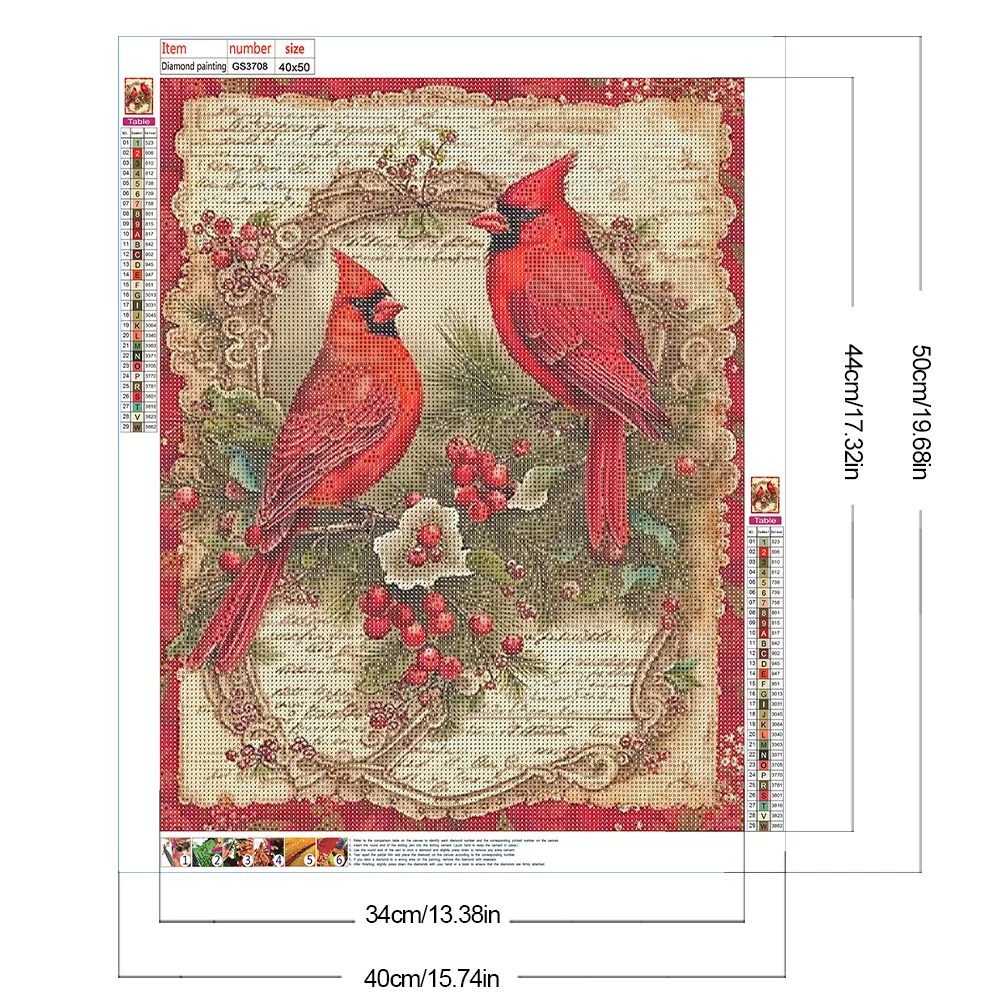 Diamond Painting - Full Square Drill - Xmas Cardinal(Canvas|40*50cm)
