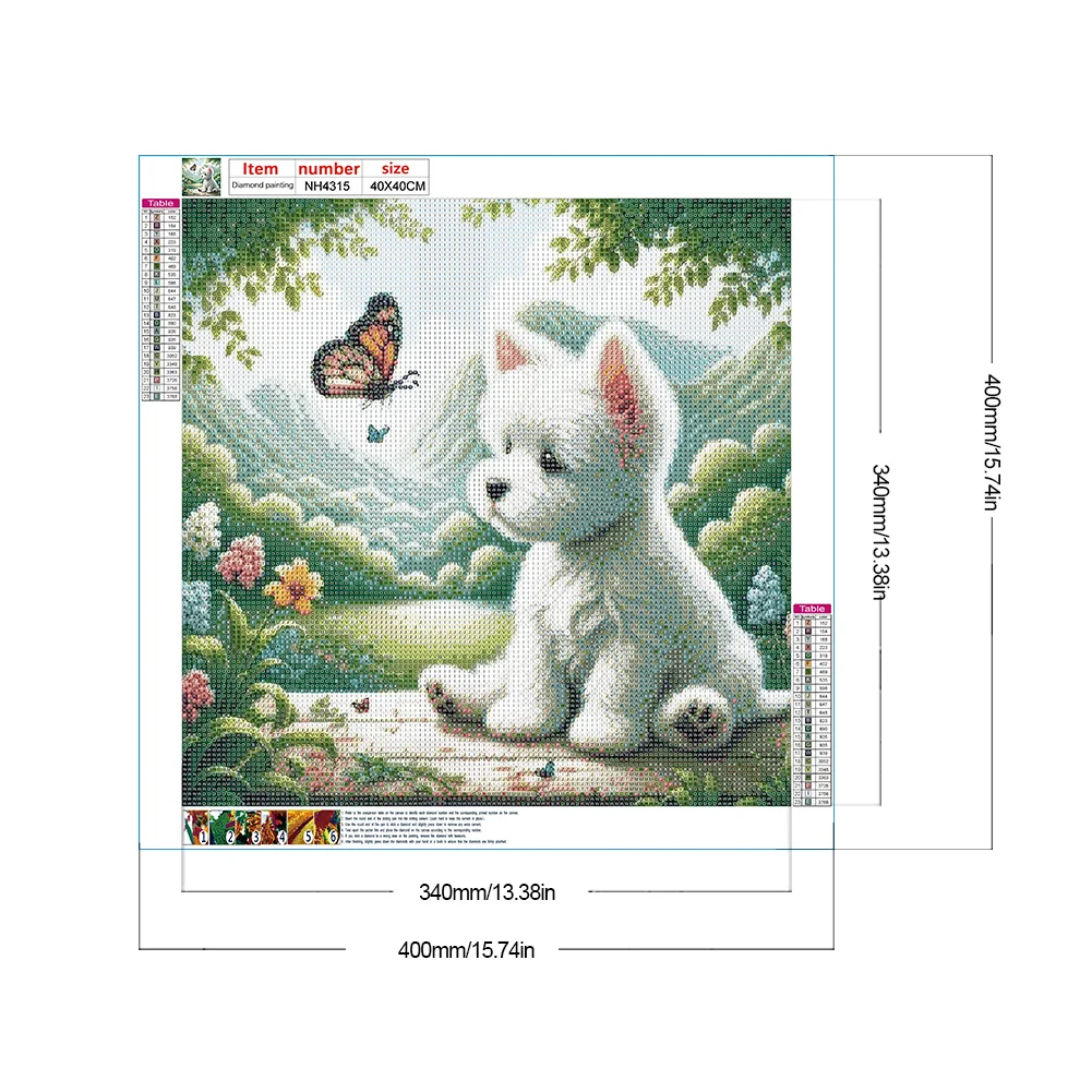 Diamond Painting - Full Round Drill - Dog Playing Butterfly(Canvas|40*40cm)