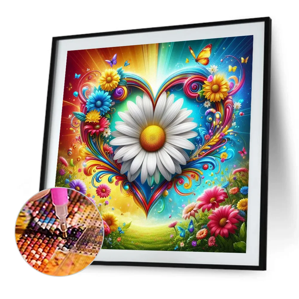 5D DIY Full Round Drill Partial AB Diamond Painting Flower Love Decor 45x45cm