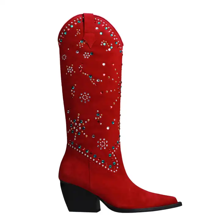 Women Comfy Walking Female Western Cowboy Boots Knee High Boots