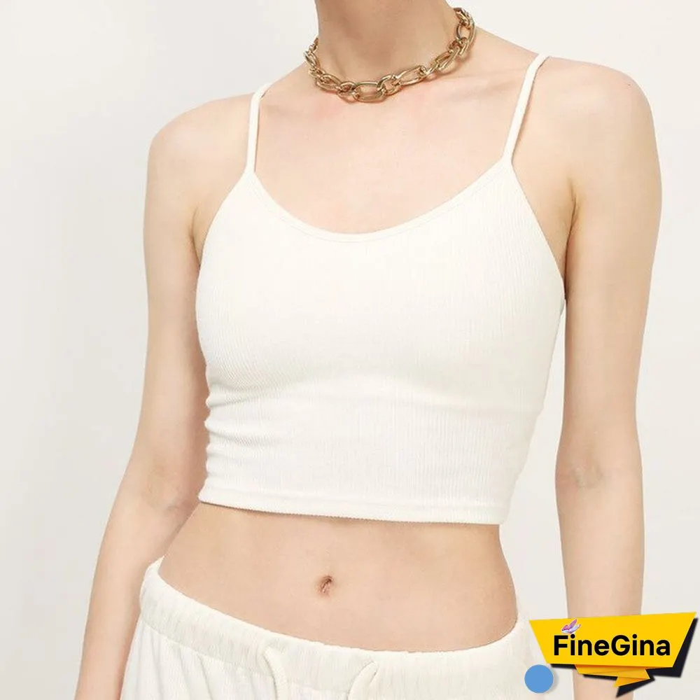 Pure Color Simple Low-cut Sexy Threaded Camisole Female Summer Slim Slimming Sports And Leisure All-match Crop Top Top Women Y2