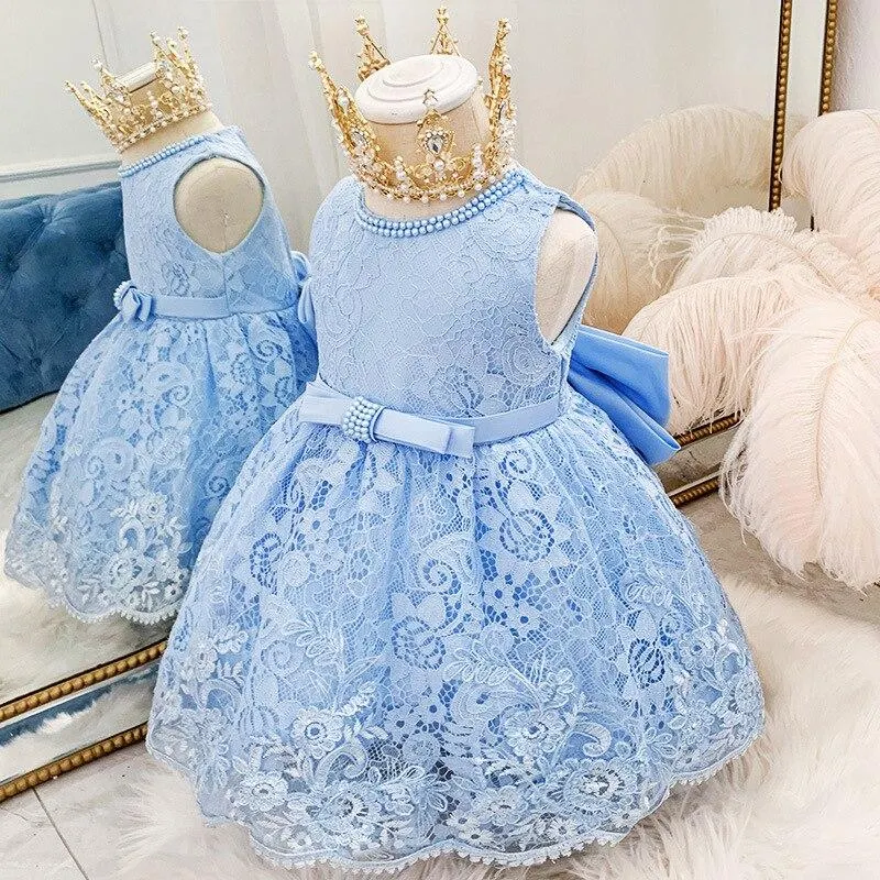 2021 White Dress Ceremony 1st Birthday Dress For Baby Girl Clothes Beading  Princess Dress Ball Gown Party  Dresses 2 1- 5 Years