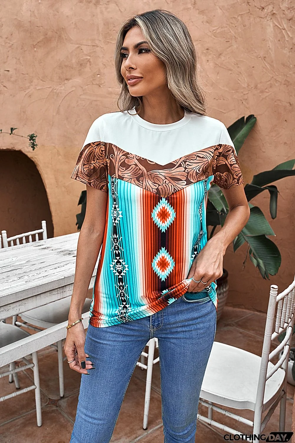 Western Tribal Fashion Crew Neck T-shirt