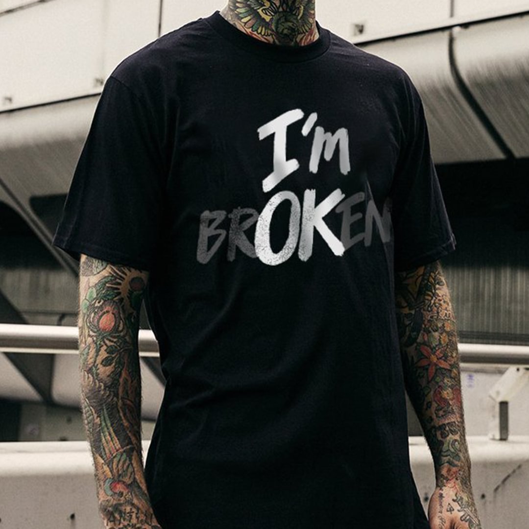 Letter print crew neck men's T-shirt - Krazyskull