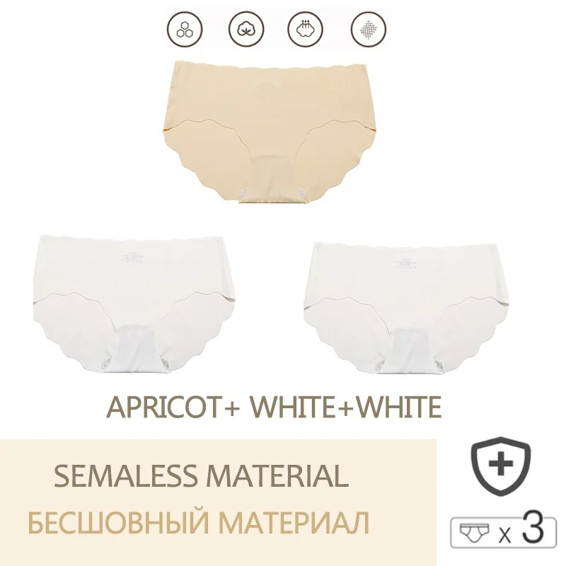 3PCS/Set Seamless Women's Pantys  Low Waisted Soft Underpants For GirlsLingerie Sexy Intimates Woman Comfortable Briefs M-XL