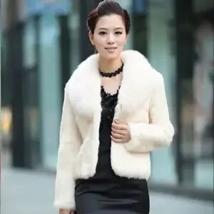 High Quality Winter Warm Fluffy Faux Fur Coats Jackets Women Furry Short Faux Fox Fur Collar Jacket Plus Size Overcoat LU1238
