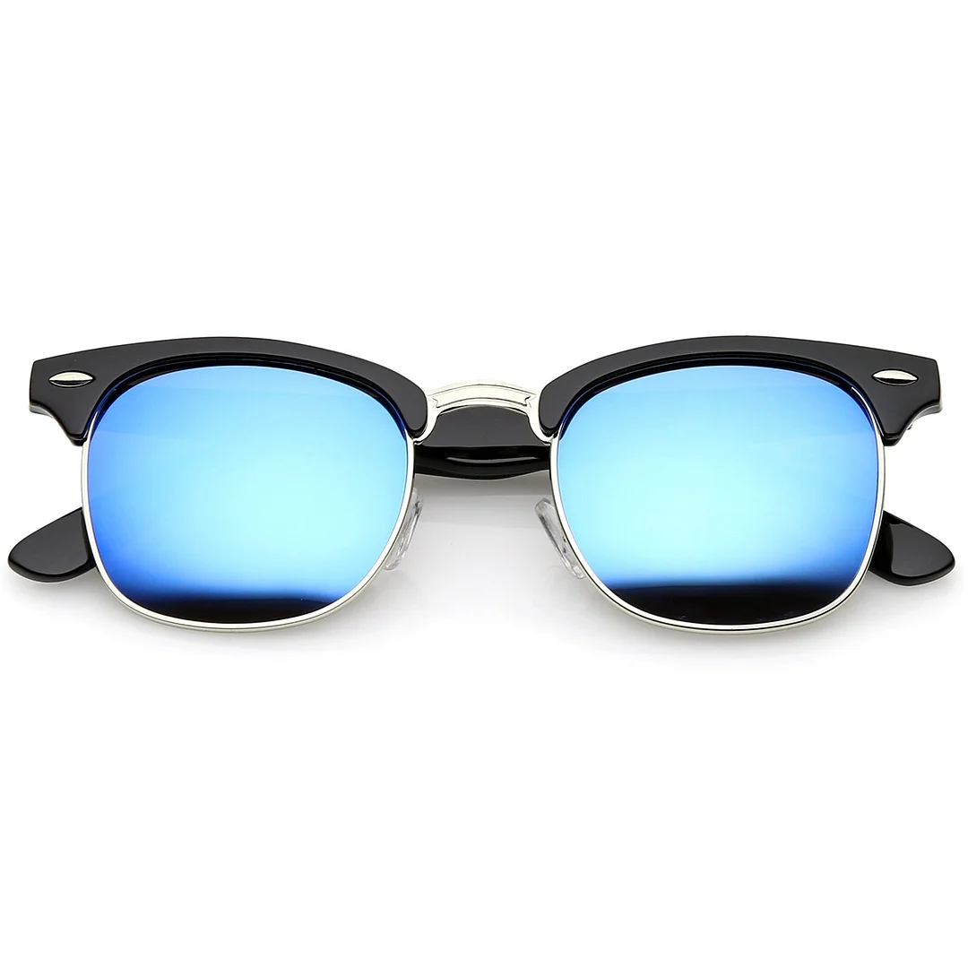 Premium Half Frame Colored Mirror Lens Horn Rimmed glasses 50mm