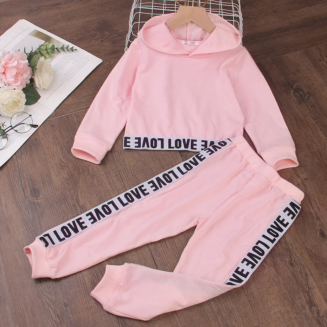 Bear Leader Letter Kids Clothes Girl Outfits Spring Autumn Baby Girl Clothes Sets Long Sleeve Hooded Tops Pants 2pcs Girls Set