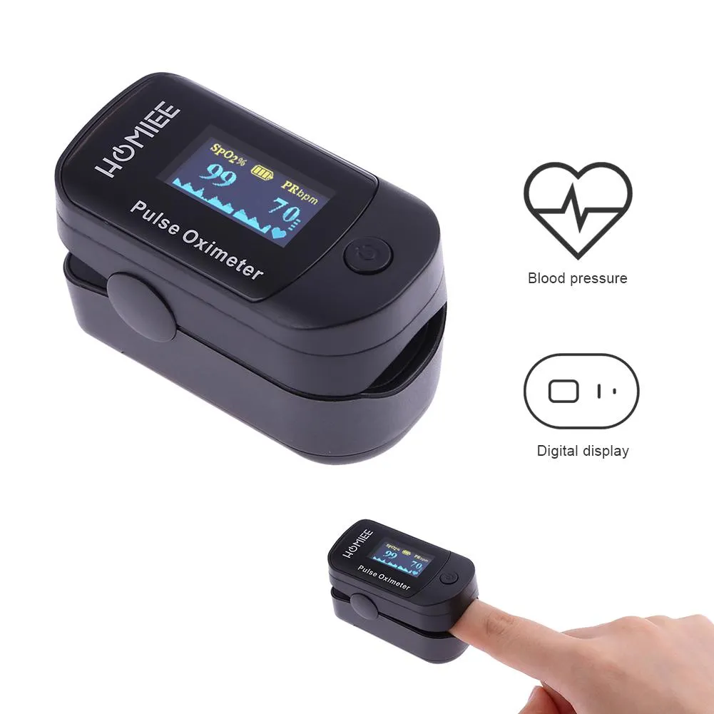 Digital Finger Pulse Oximete 4 Directions Mini Household Health Monitors (Black)