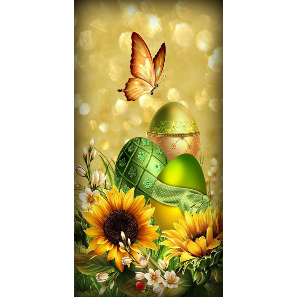 

40*80CM - Round Drill Diamond Painting - Butterfly and Flower, 501 Original
