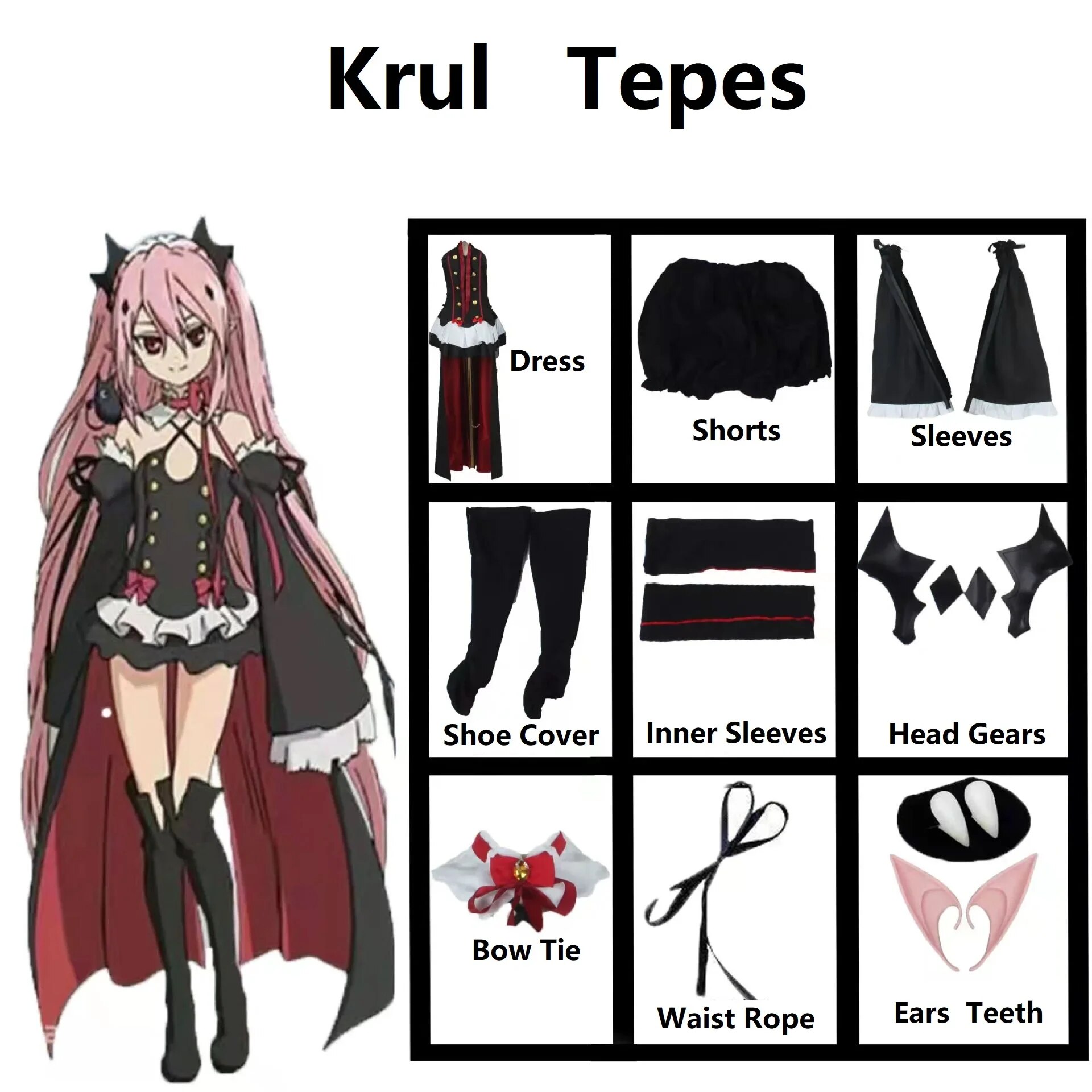 [Wetrose] In Stock Krul Tepes Cosplay Costume Seraph Of The End Anime Owari no Serafu Halloween Vampire Maid Suit  Full Set Wig