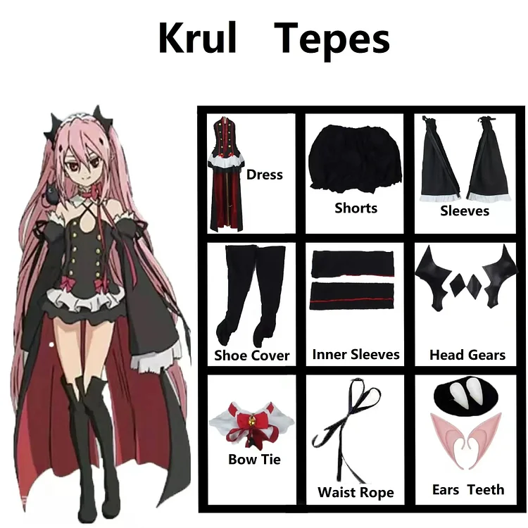 【Wetrose】In Stock Krul Tepes Cosplay Costume Seraph Of The End Anime Owari no Serafu Halloween Vampire Maid Suit  Full Set Wig