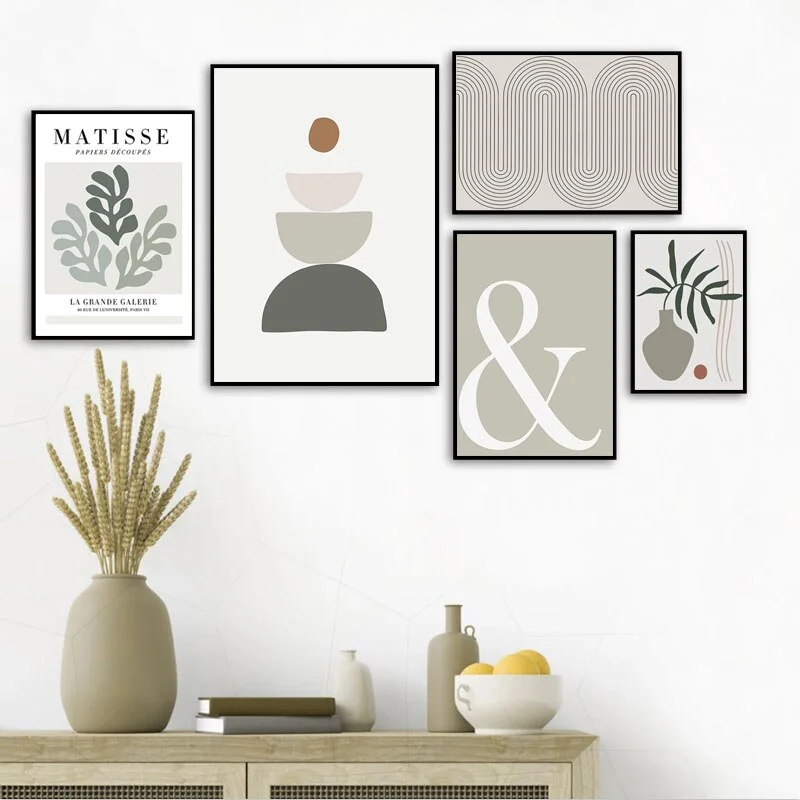 Athvotar Abstract Flowers Green Leaf Vase Wall Art Canvas Painting Nordic Posters and Prints Wall Pictures for Living Room Decor