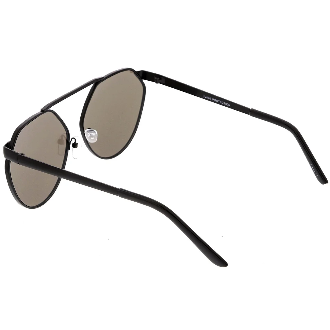 Oversize Geometric Metal Aviator glasses With Mirrored Flat Lens 60mm