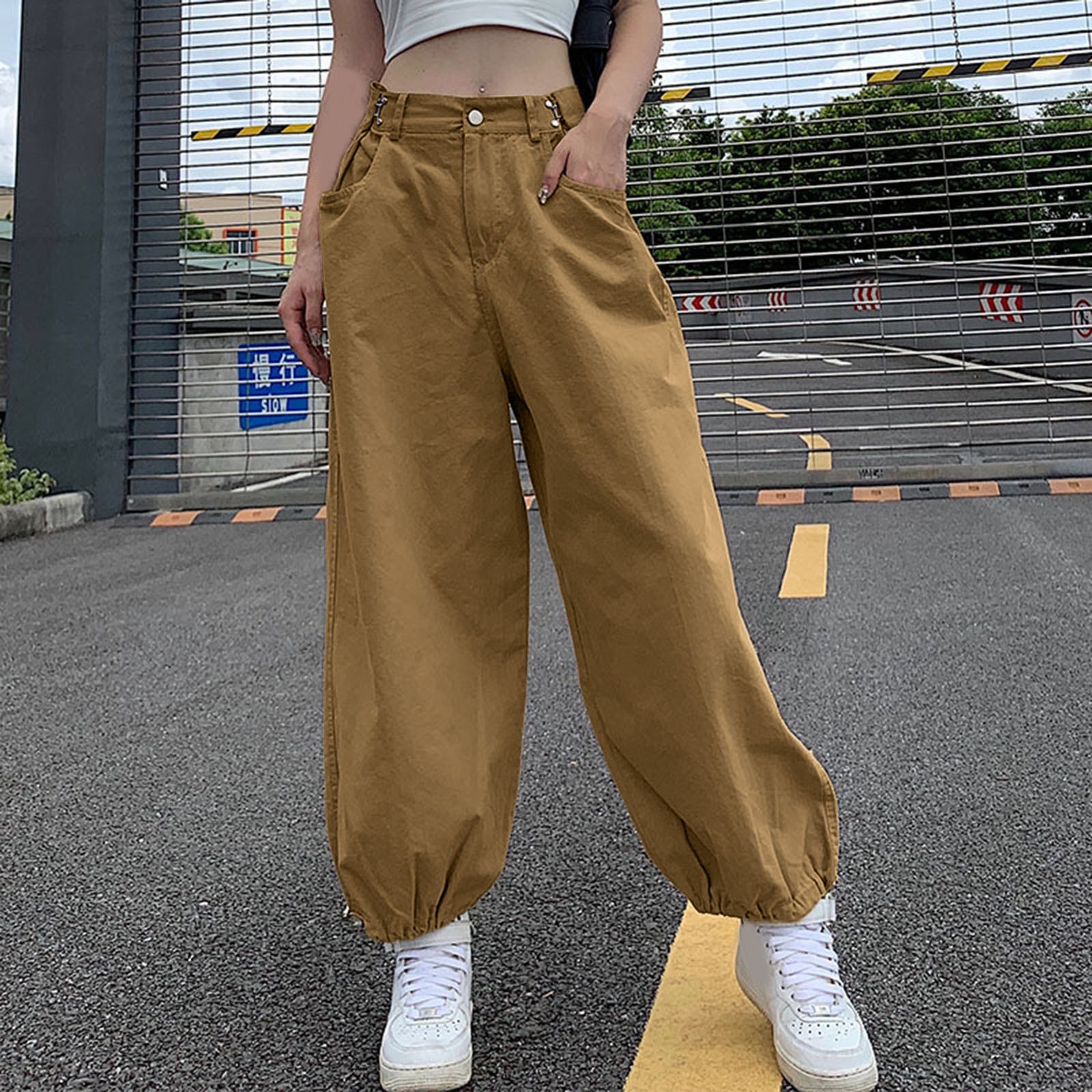 Bonushef Mod Mom Parachute Pants Womens Fashion Cargo Pants Baggy Sweatpants Casual Jogger Hiking Pants Teen Girls Harem Stretch Boot Cut