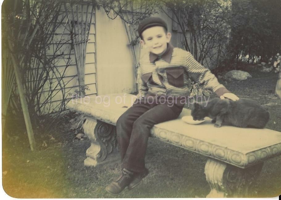 FOUND Photo Poster paintingGRAPH Color 1940′s BOY Original Snapshot VINTAGE 19 10 G