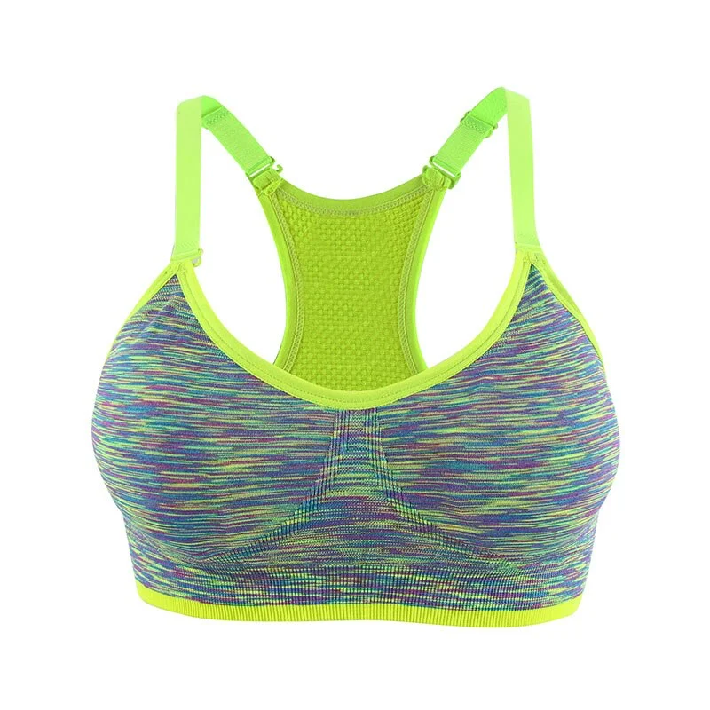 VEAMORS Quick Dry Fitness Sports Bra For Running Gym Seamless Wirefree Padded Underwear Shakeproof Push Up Yoga Bra Tops