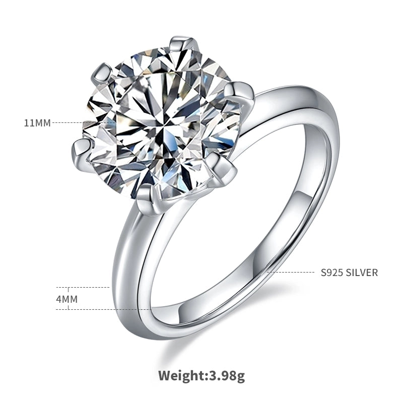 925 Sterling Silver Lab-grown Diamonds Moissanite Round Rings