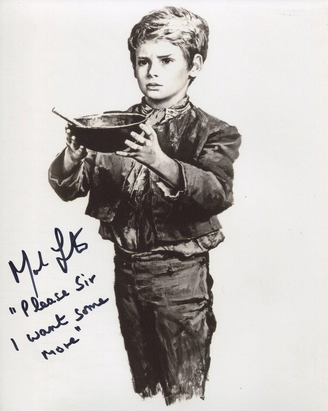 Oliver! Mark Lester signed ‘Please sir I want some more’ movie Photo Poster painting - IMAGE 1