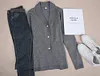 Dark Gray Gold Button Peplum Outerwear Sweater