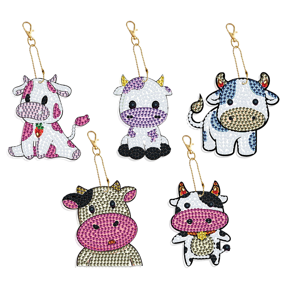 

5pcs Cattle Double Sided - 5D DIY Craft Keychain, 501 Original