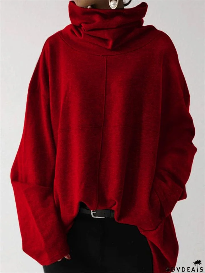 Trendy Turtle Neck Long Sleeve Pullover Tops