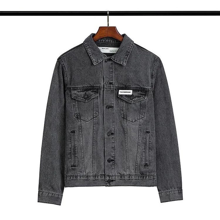Off White Autumn Letter Arrow Denim Jacket Coat Men and Women Owt