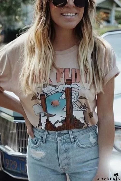 Letter Print Short Sleeve T Shirt