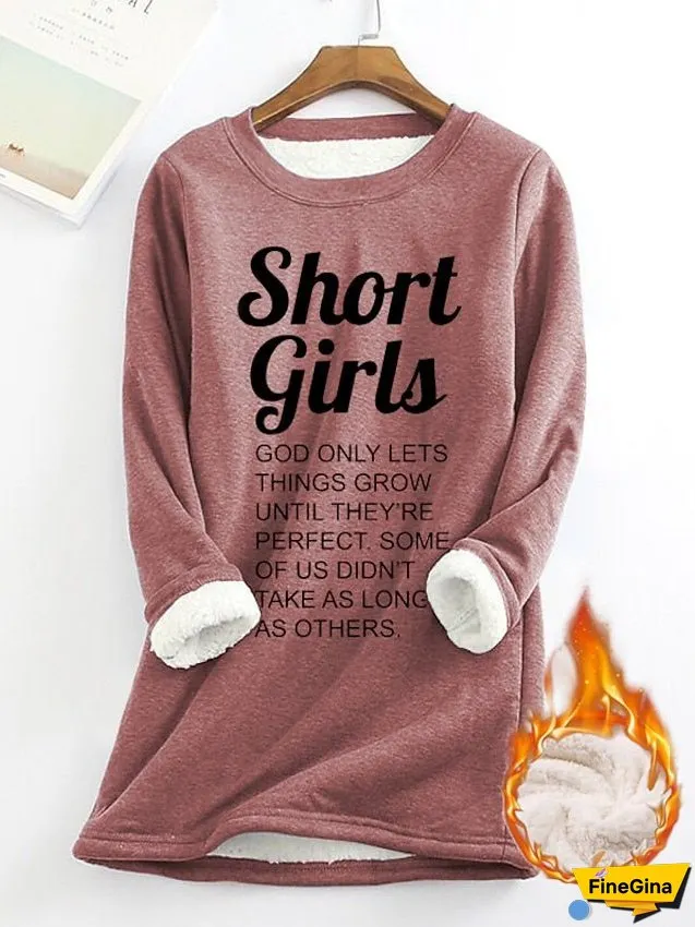 Women's Sweatshirt Pullover Sherpa Fleece Lined Letter Warm Fuzzy Print Yellow Pink Dark Pink Casual Sports Round Neck Long Sleeve Top Micro-elastic Fall & Winter