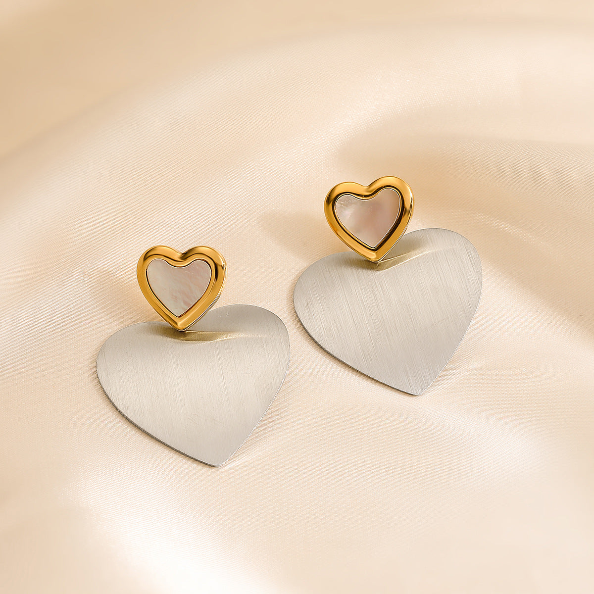 Minimalist Heart Geometric Stainless Steel Drop Earrings