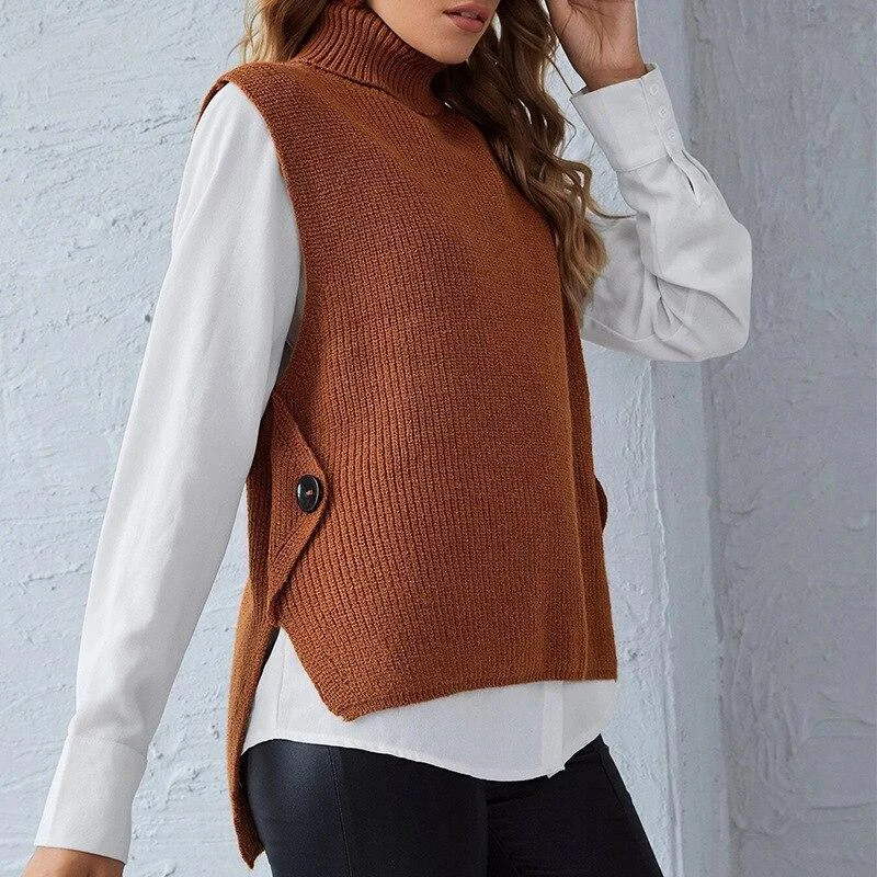 Sweater Vest V-Neck Knitted  Vest Women's Sweater Autumn and Winter Loose Wild Vest Fashion Clothes Sleeveless Sweater pull 1113