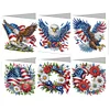 (US Only)6PCS DIY US Flag Eagle Wreath Diamond Art Greeting Cards Congratulations Cards