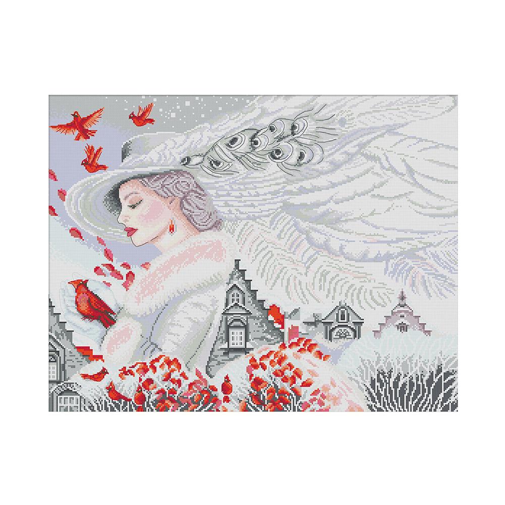

Beauty and bird - 14CT Stamped Cross Stitch - 59*48cm, 501 Original
