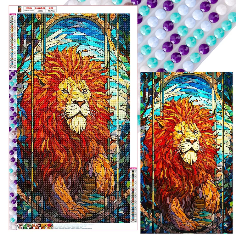 Full Round Drill Diamond Painting - Glass Lion And Tiger - 40*70cm